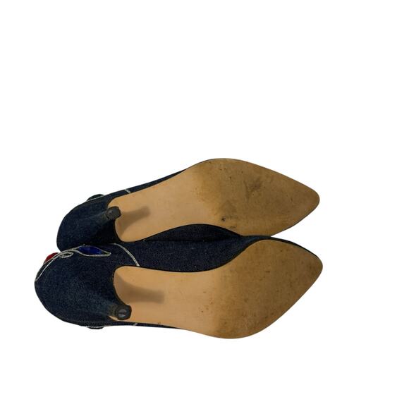 VIntage 80s Glitter Bedazzeled Jeweled Denim J. Renee heels 8.5 N - Picture 9 of 9